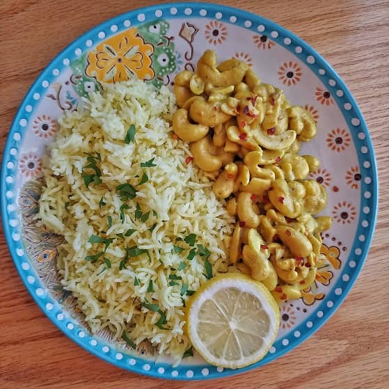 Rice and Cashew nut curry. 